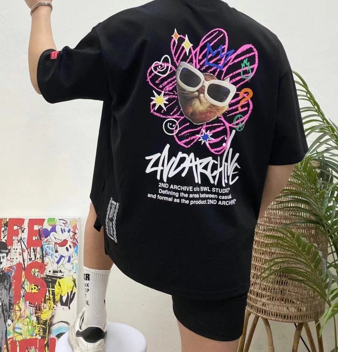 韓國直送🇰🇷 2ND ARCHIVE Pink Flower cat Tee - 4 Color HLY & CHOCCICO