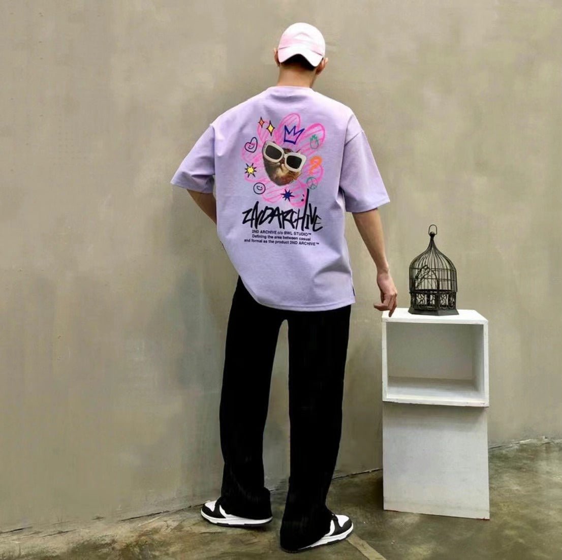 韓國直送🇰🇷 2ND ARCHIVE Pink Flower cat Tee - 4 Color HLY & CHOCCICO