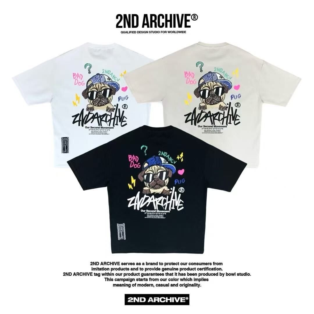 韓國直送 2ND ARCHIVE Pug Crayon Tee - HLY & CHOCCICO