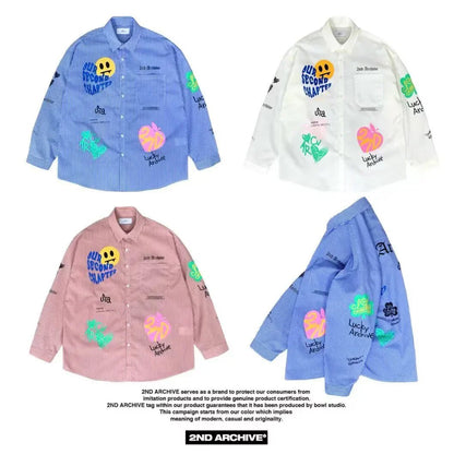韓國直送 2ND ARCHIVE Smile Doodle Shirt - HLY &amp; CHOCCICO