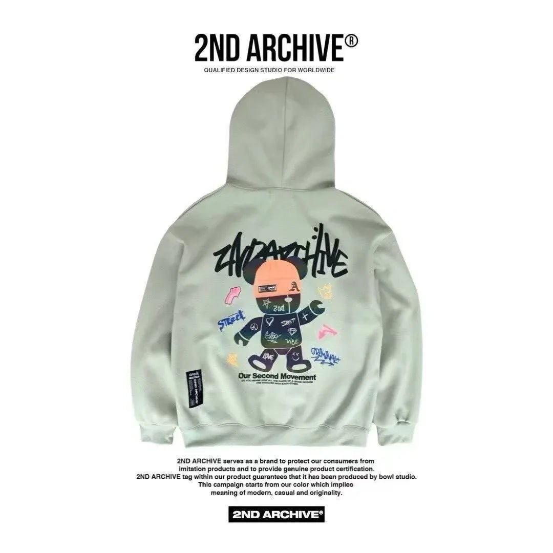 韓國直送🇰🇷 2ND ARCHIVE Tattoo Beanie Bear Hoodies - HLY &amp; CHOCCICO