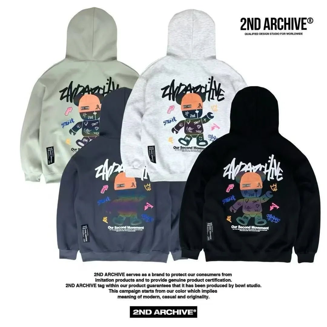 韓國直送🇰🇷 2ND ARCHIVE Tattoo Beanie Bear Hoodies - HLY &amp; CHOCCICO