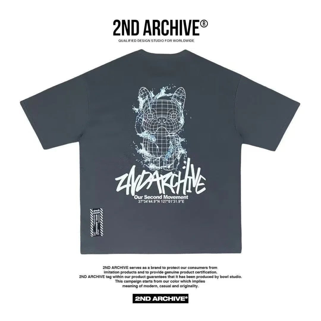 🇰🇷韓國直送🇰🇷 2ND ARCHIVE Water Line Buldog Tee - HLY &amp; CHOCCICO