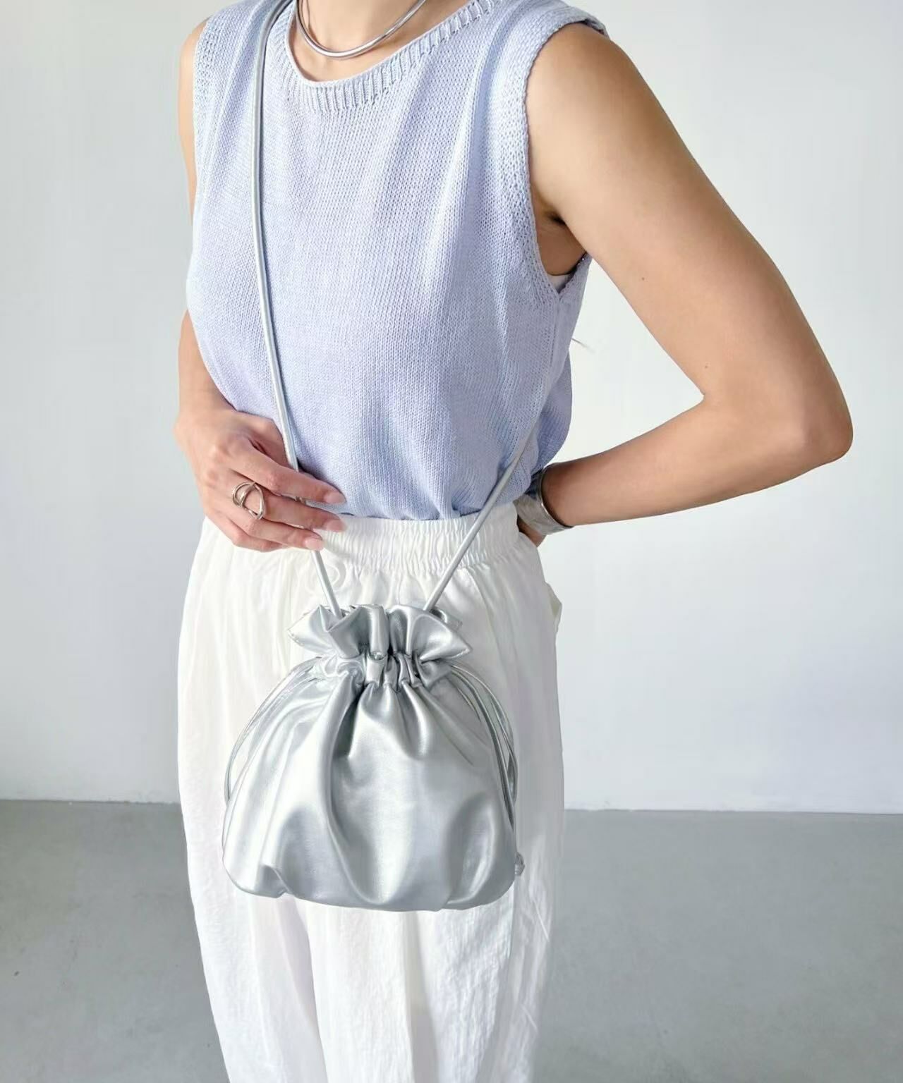 日本直送2WAY Faux Leather Drawstring Mini Shoulder Bag - HLY & CHOCCICO