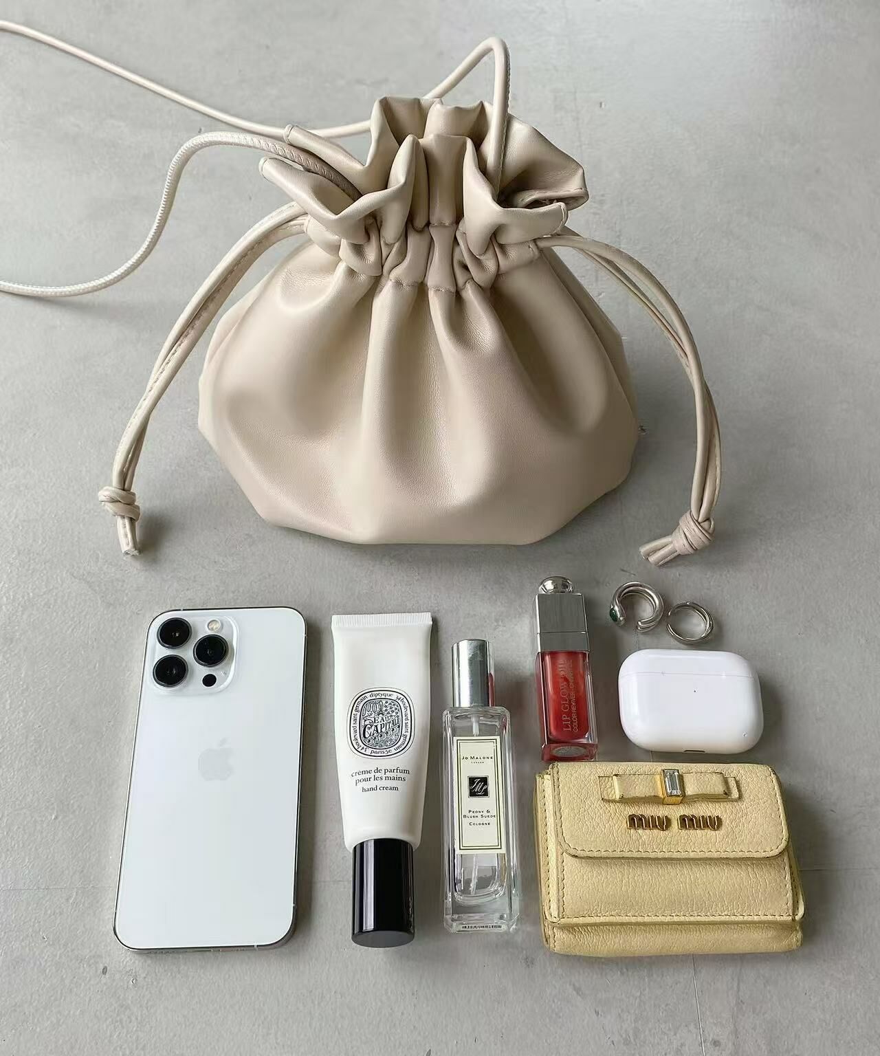 日本直送2WAY Faux Leather Drawstring Mini Shoulder Bag - HLY & CHOCCICO