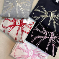 韓國潮牌RonRon Embroidered line bow sweatshirt - 5 Color - HLY & CHOCCICO