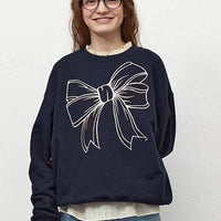 韓國潮牌RonRon Embroidered line bow sweatshirt - 5 Color - HLY & CHOCCICO