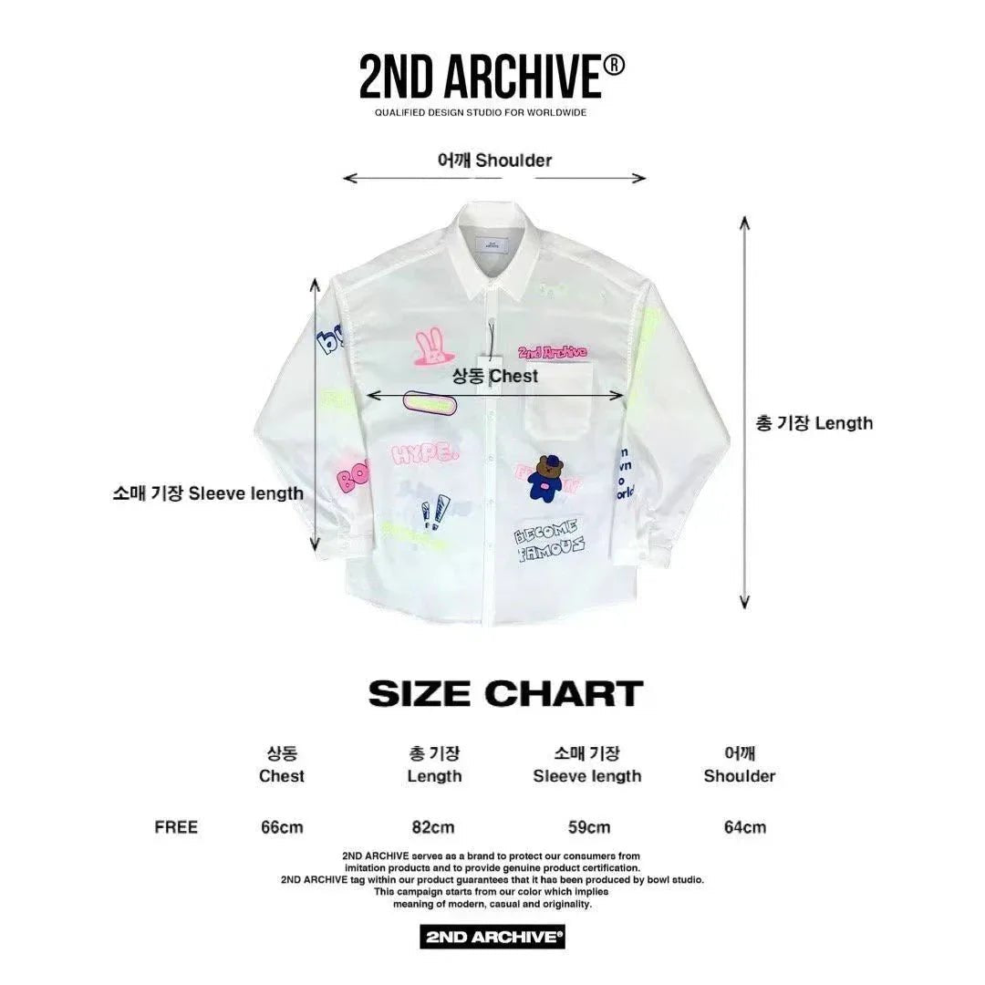 【一口價$379/件】🇰🇷韓國直送🇰🇷 2ND ARCHIVE Blue Bear Print Shirt - 4 Color - HLY &amp; CHOCCICO