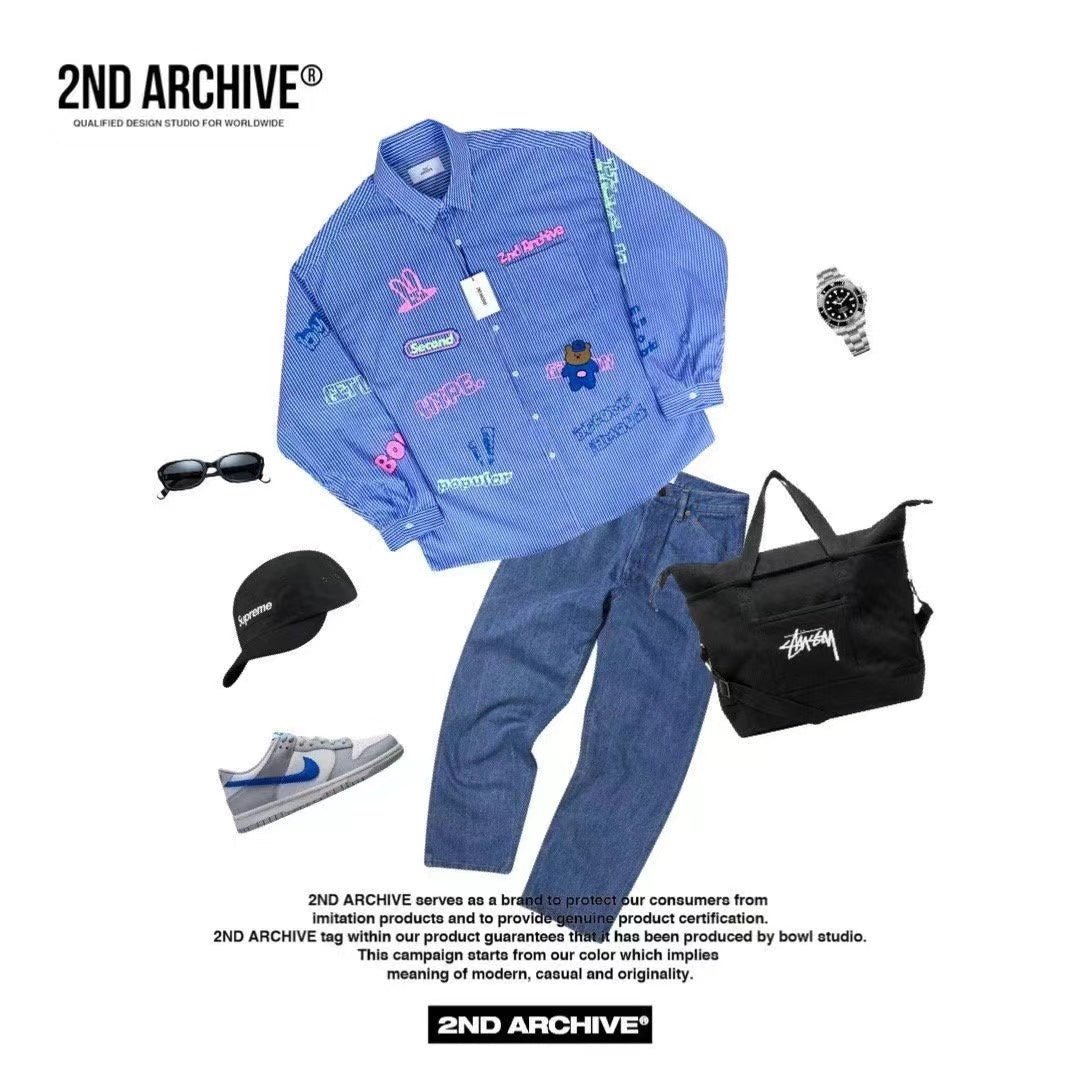 【一口價$379/件】🇰🇷韓國直送🇰🇷 2ND ARCHIVE Blue Bear Print Shirt-4 Color HLY & CHOCCICO