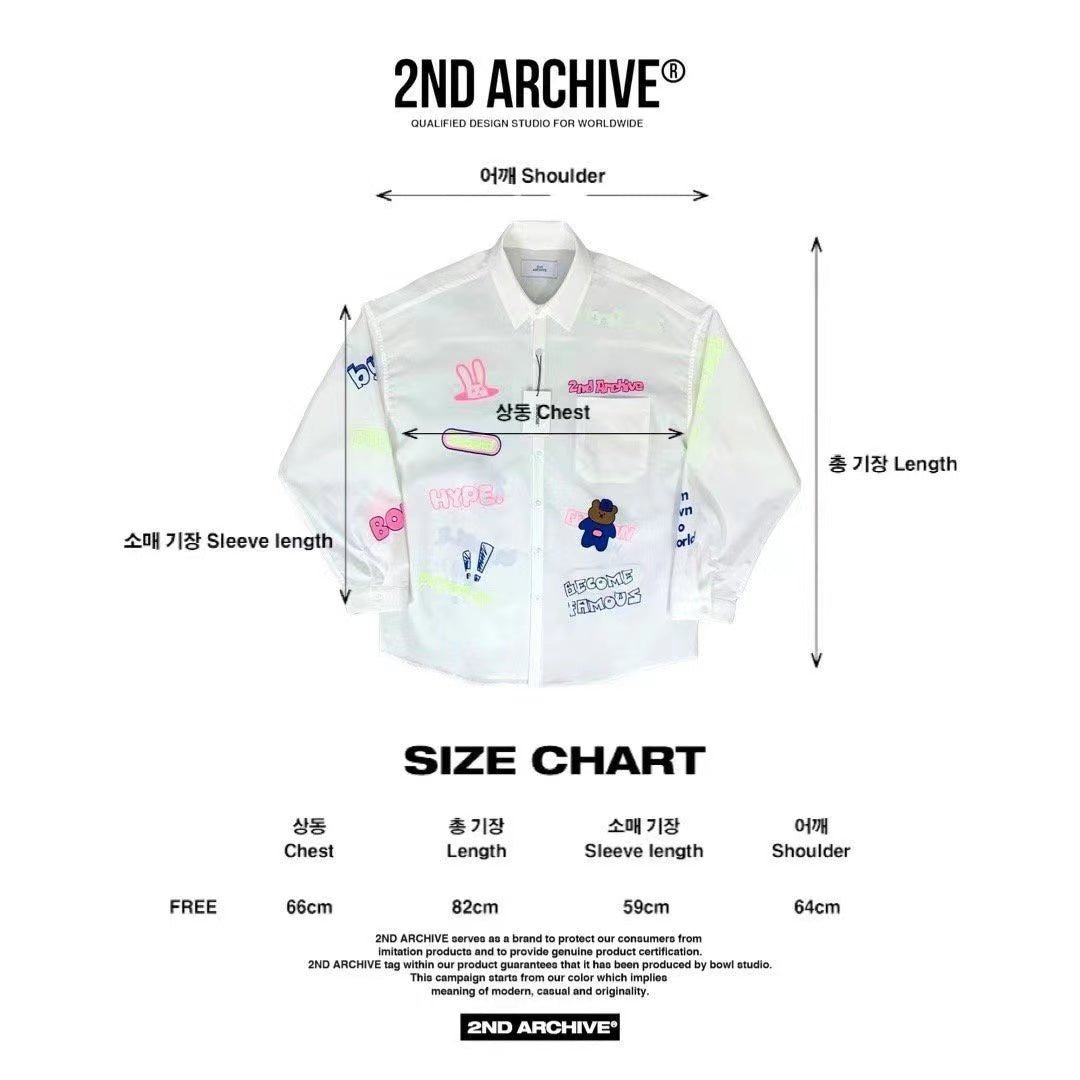 【一口價$379/件】🇰🇷韓國直送🇰🇷 2ND ARCHIVE Blue Bear Print Shirt-4 Color HLY & CHOCCICO