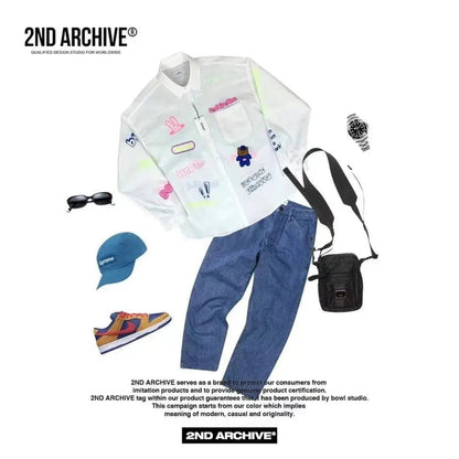 【一口價$379/件】🇰🇷韓國直送🇰🇷 2ND ARCHIVE Blue Bear Print Shirt - 4 Color - HLY &amp; CHOCCICO