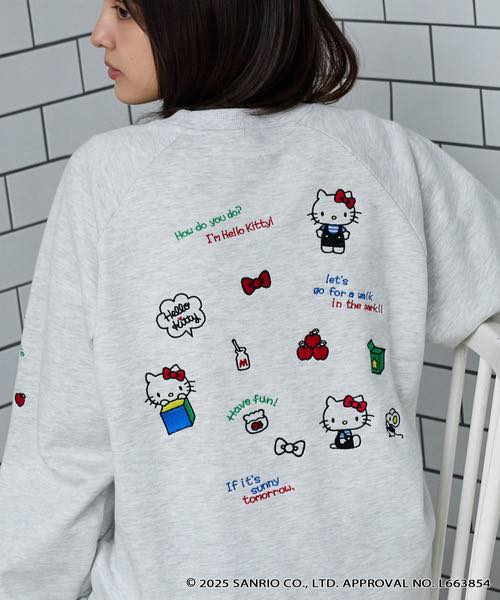 日本直送Sanrio embroidery assorted print oversized crew neck sweatshirt