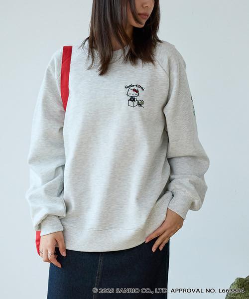 日本直送Sanrio embroidery assorted print oversized crew neck sweatshirt