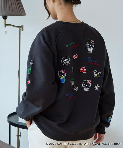 日本直送Sanrio embroidery assorted print oversized crew neck sweatshirt