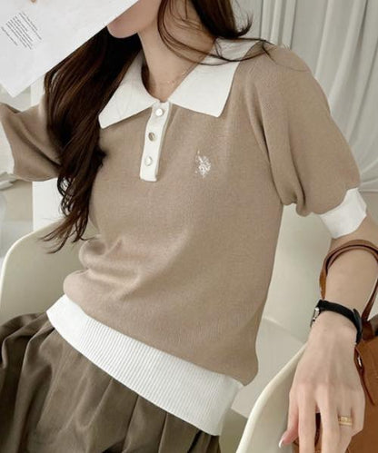 日本直送U.S. POLO ASSN Bicolor Stained Color Polonite knit
