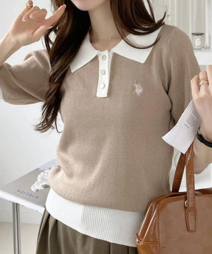 日本直送U.S. POLO ASSN Bicolor Stained Color Polonite knit