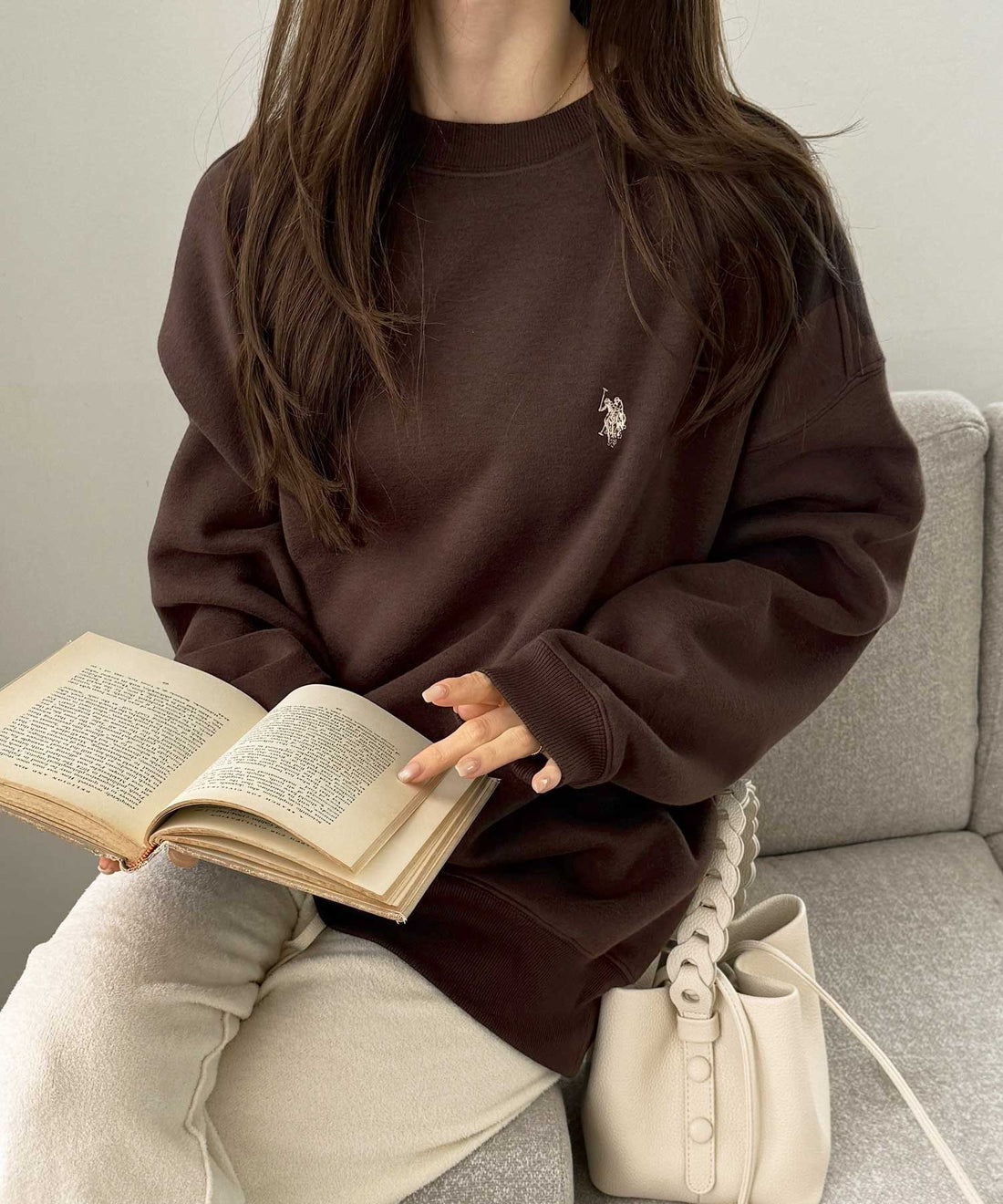 日本直送U.S. POLO ASSN. Embroidery Oversized Peach Sweatshirt