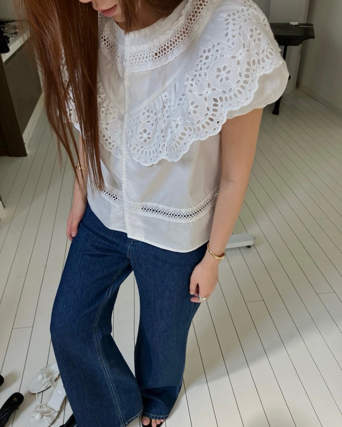 韓國直送Amélie French Lace Detailed Top