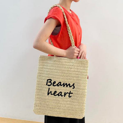 日本直送BEAMS HEART Paper Logo Embroidered Tote Bag