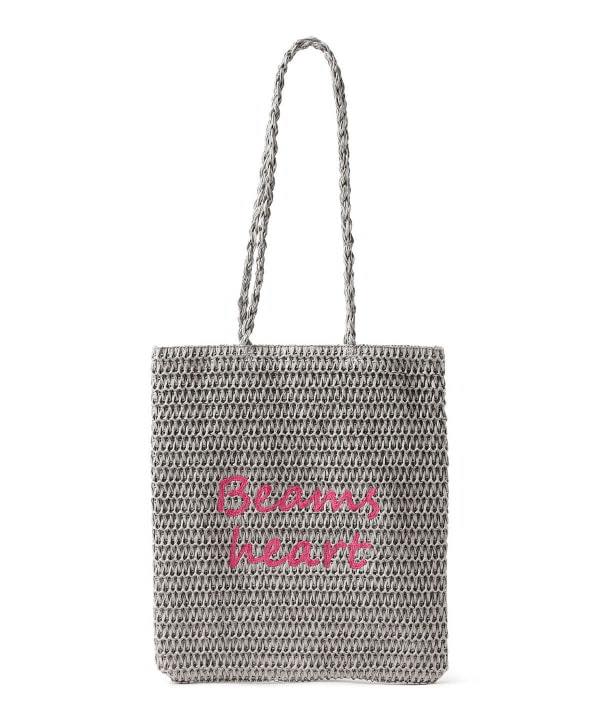 日本直送BEAMS HEART Paper Logo Embroidered Tote Bag