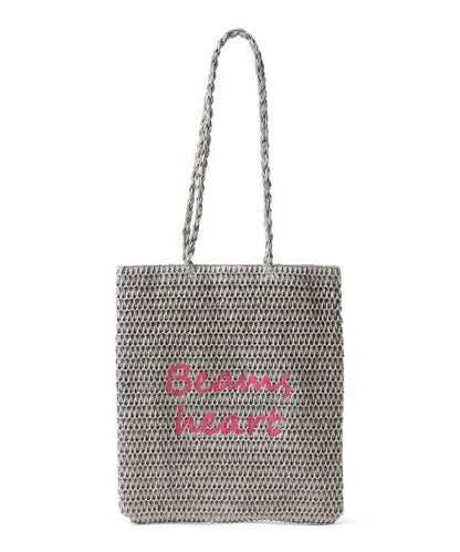 日本直送BEAMS HEART Paper Logo Embroidered Tote Bag