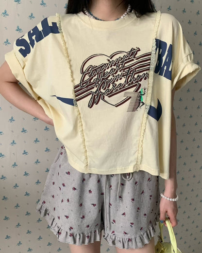 韓國直送Retro Remake Marathon Crop Tee