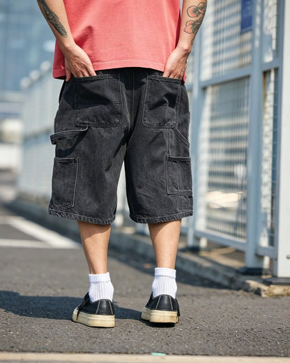 Street-Vibe Baggy Carpenter Denim Shorts