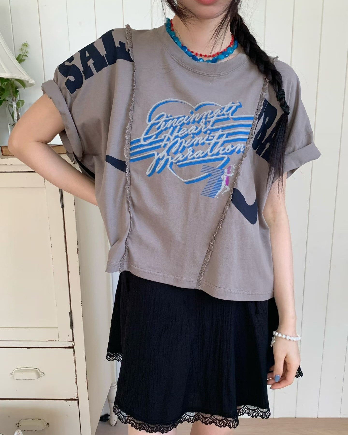 韓國直送Retro Remake Marathon Crop Tee