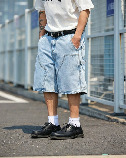 Street-Vibe Baggy Carpenter Denim Shorts