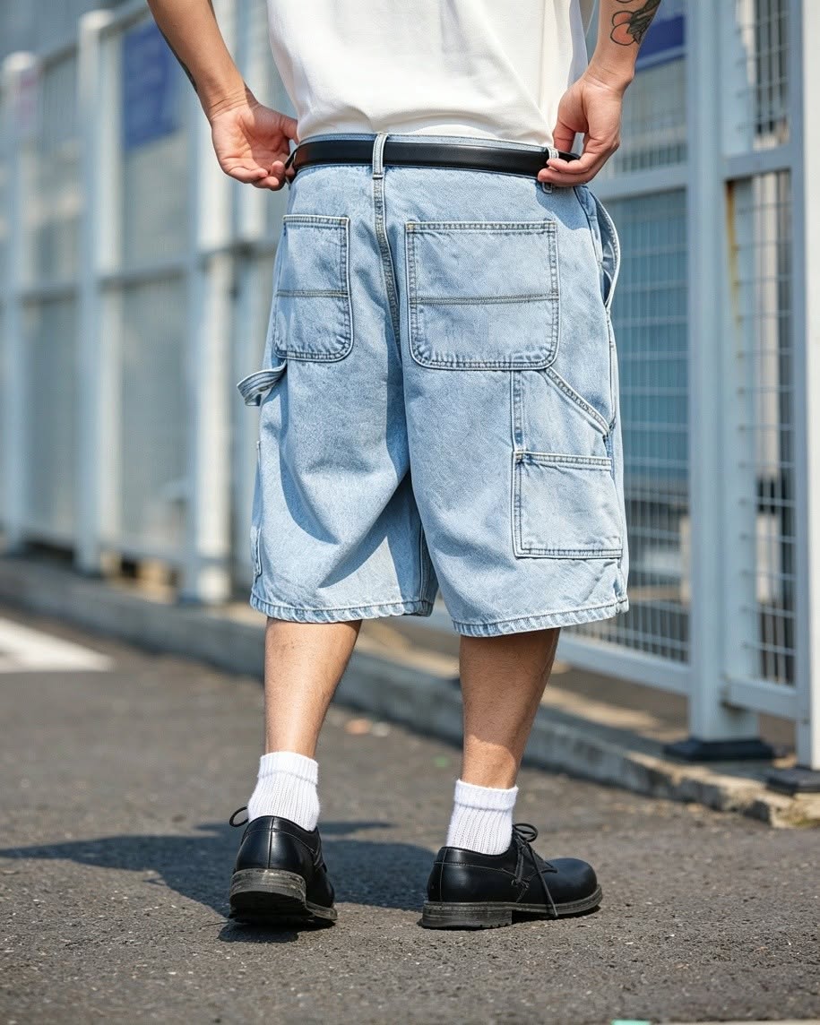 Street-Vibe Baggy Carpenter Denim Shorts