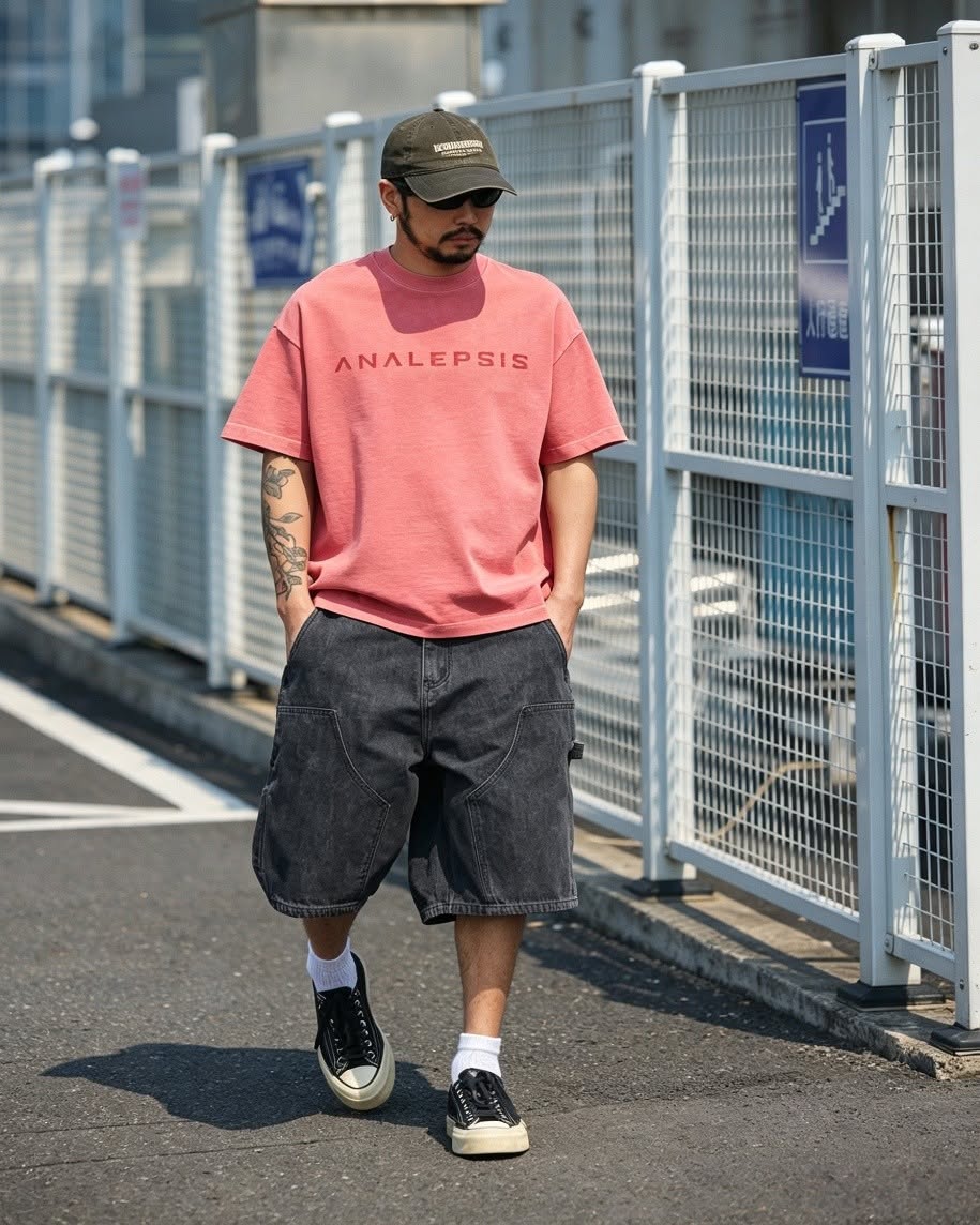 Street-Vibe Baggy Carpenter Denim Shorts