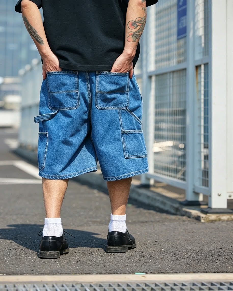 Street-Vibe Baggy Carpenter Denim Shorts
