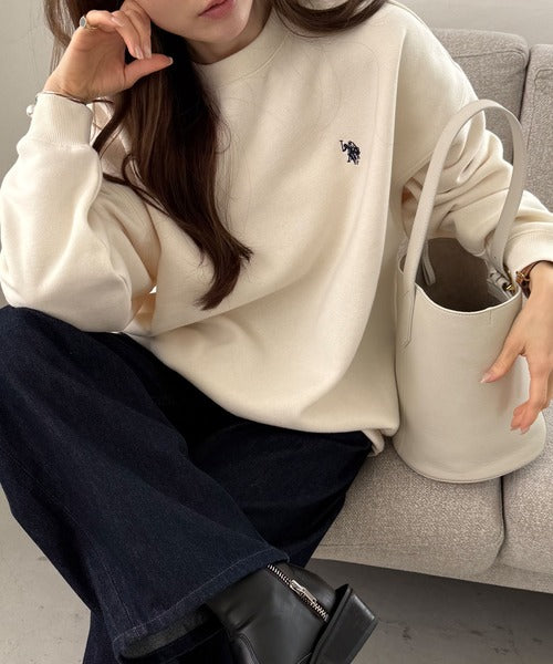 日本直送U.S. POLO ASSN. Embroidery Oversized Peach Sweatshirt