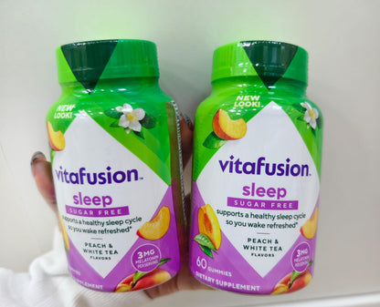 新版 美國🇺🇸Vitafusion SleepWell 褪黑素片睡眠咀嚼軟糖60粒（桃子味) - HLY &amp; CHOCCICO