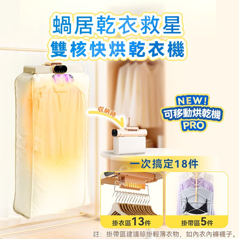 💥💥【全新上市】日本Yohome MiniFold雙出風速乾雙模護衣可視窗低噪免安裝可移動烘乾機 PRO 2.0