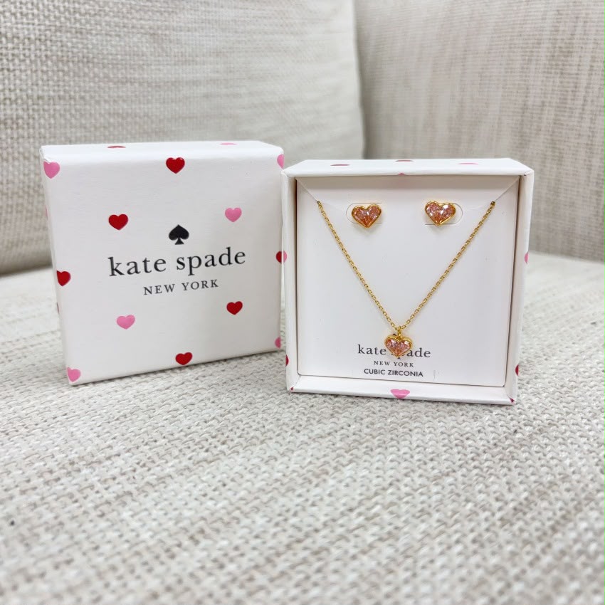Kate Spade心心耳環頸鏈套裝