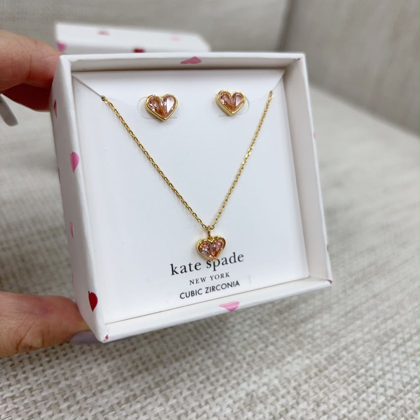 Kate Spade Heart Earrings and Necklace Set