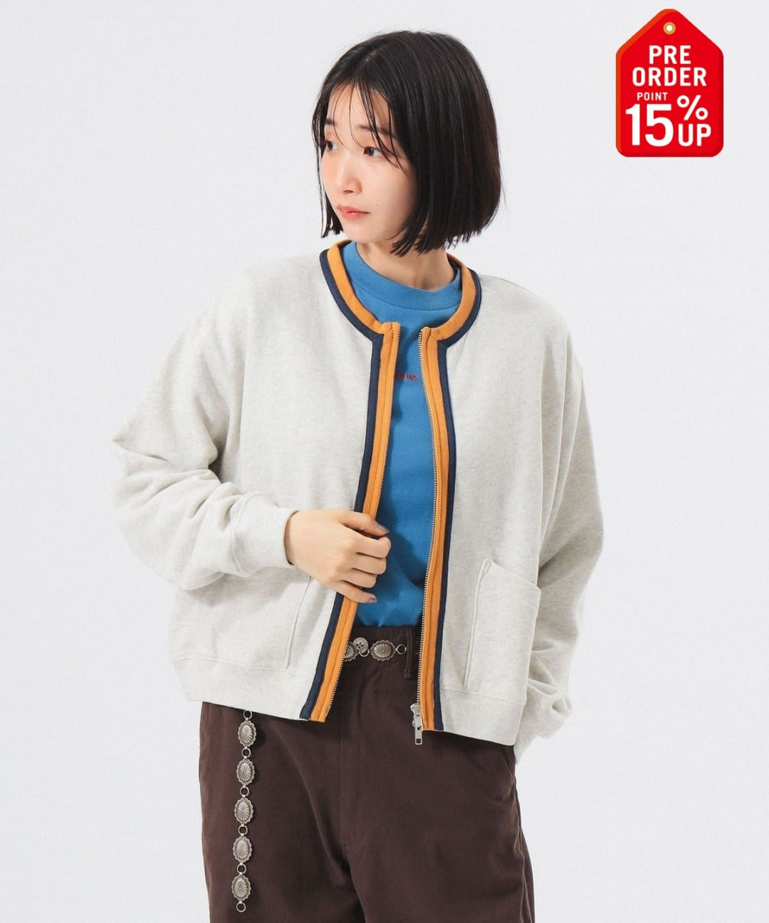 Three -Tone Sweat Cardigan
