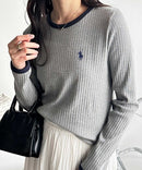 RL Ribbed Fabric Contrast Long Sleeve Tee - HLY & CHOCCICO
