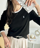 RL Ribbed Fabric Contrast Long Sleeve Tee - HLY & CHOCCICO