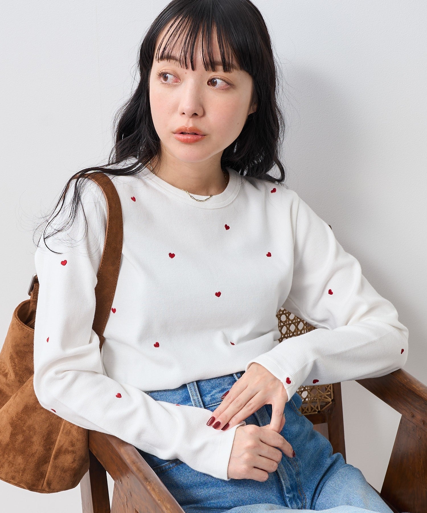 FS Mini Heart Embroidered Long Sleeve T-Shirt