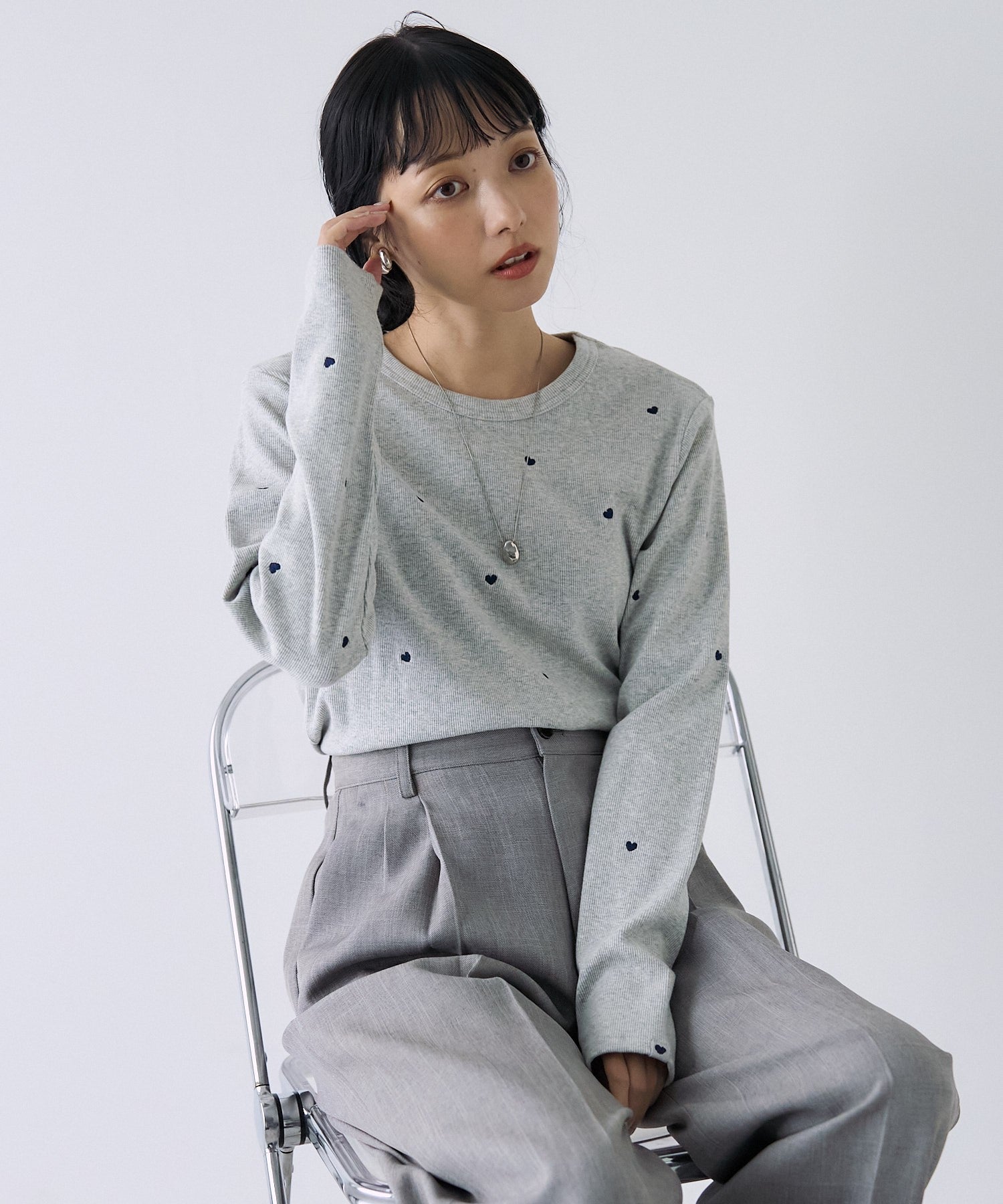 FS Mini Heart Embroidered Long Sleeve T-Shirt