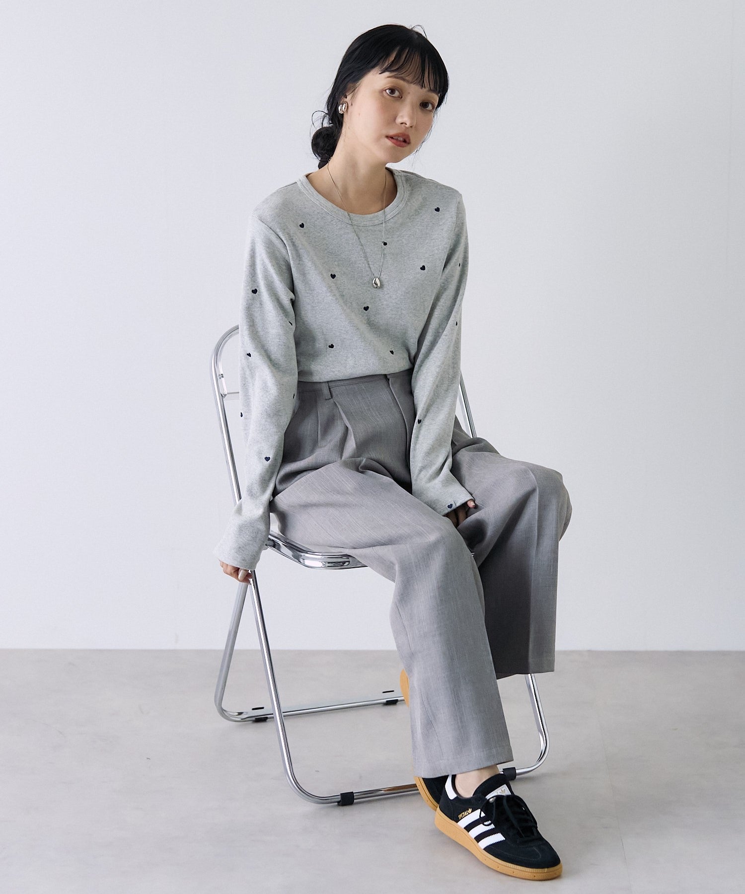 FS Mini Heart Embroidered Long Sleeve T-Shirt Ny