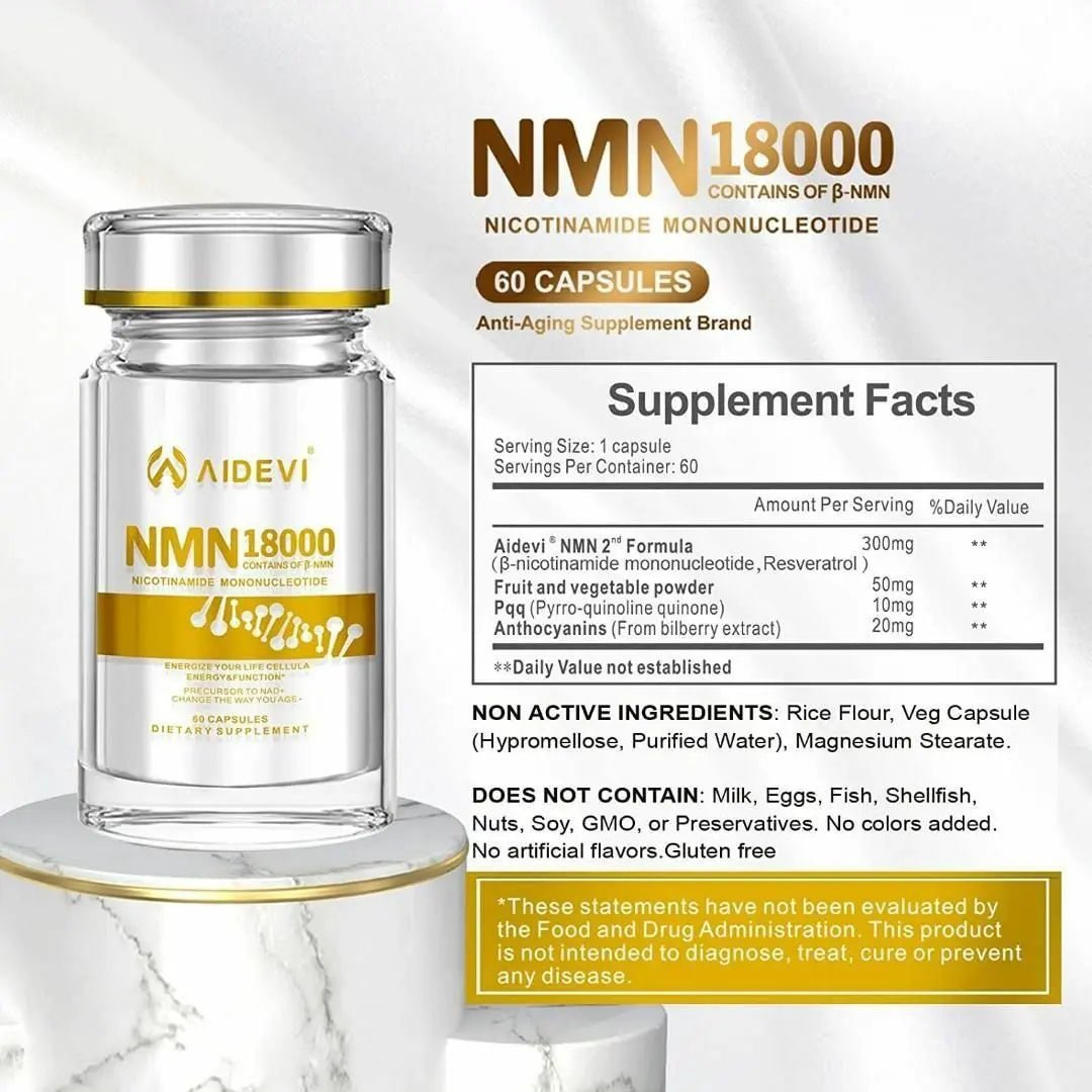 美國製造🇺🇸 AIDEVI NMN 18000+ PQQ 逆齡補充劑 膠囊  ‼️新返嘅會有防偽標籤‼️ - HLY & CHOCCICO