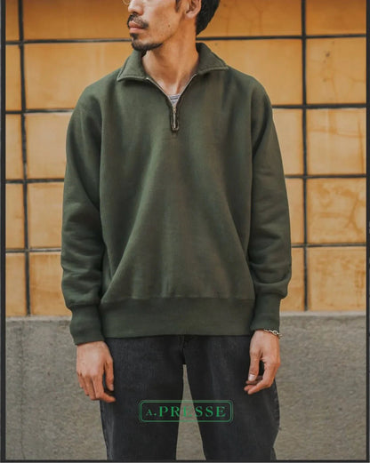 A.PRESSE Vintage Half Zip Sweat Shirt - HLY &amp; CHOCCICO