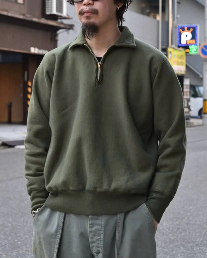 A.PRESSE Vintage Half Zip Sweat Shirt - HLY &amp; CHOCCICO