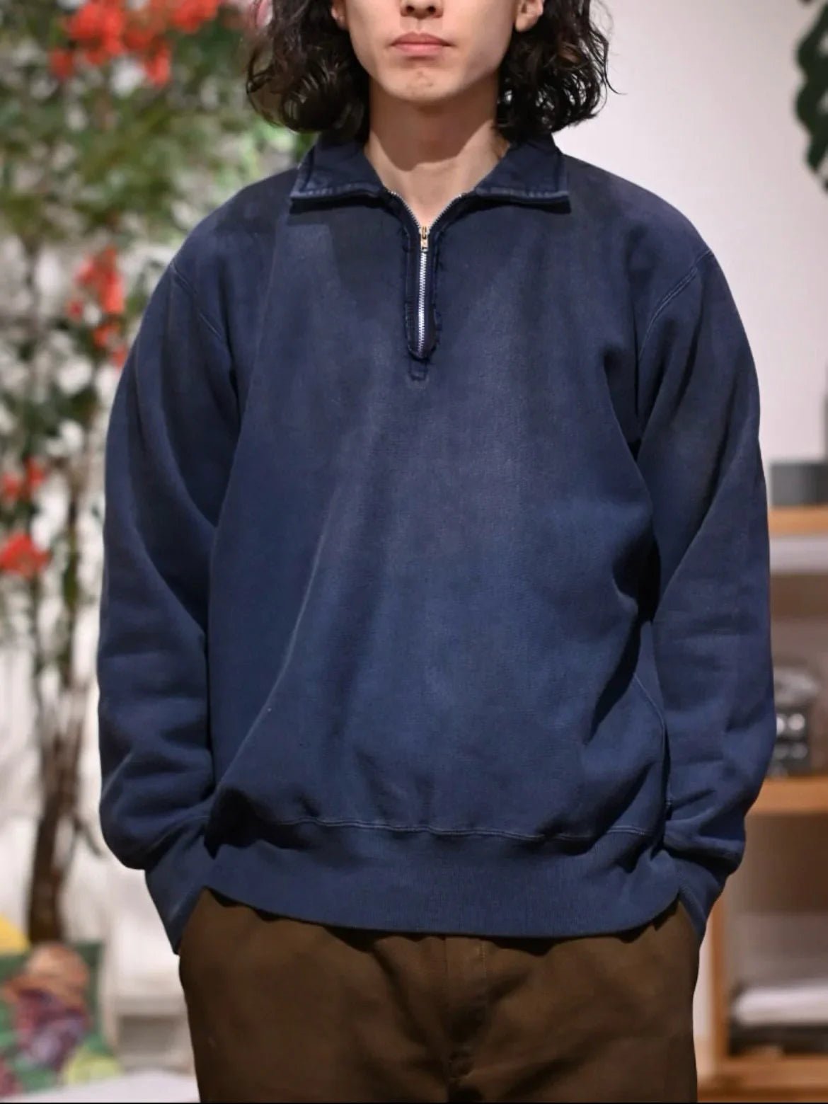 A.PRESSE Vintage Half Zip Sweat Shirt - HLY &amp; CHOCCICO