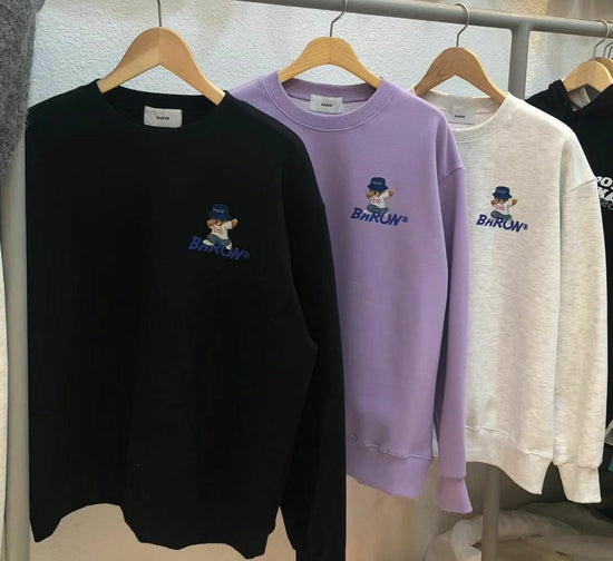 Baron Overfit Round Bear Combination Sweatshirt 3 Colors Directly from Korea 