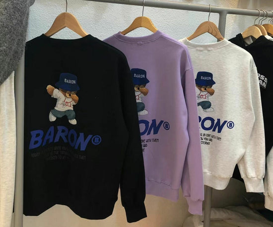 Baron Overfit Round Bear Combination Sweatshirt 3 Colors Directly from Korea 