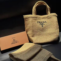 Prada Beauty 麻質草手提袋 Gift （有盒） - HLY & CHOCCICO